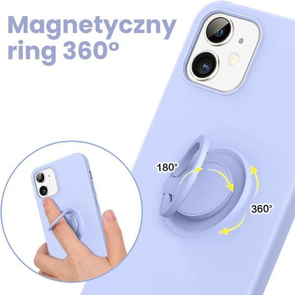 etui do iphone 12 pro magnetic ring matowe nie widać śladów, uchwyt magnetyczny liliowe