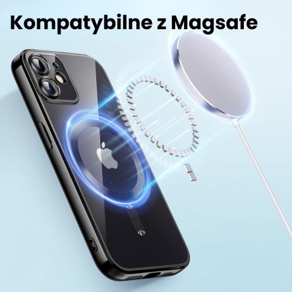 etui do iphone 12 magsafe luxury protect przeźroczyste, czarne