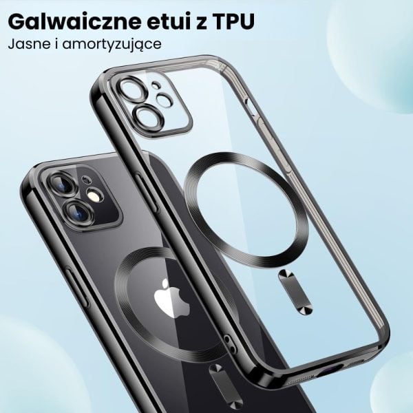 etui do iphone 12 magsafe luxury protect przeźroczyste, czarne