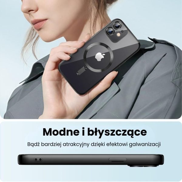 etui do iphone 12 magsafe luxury protect przeźroczyste, czarne