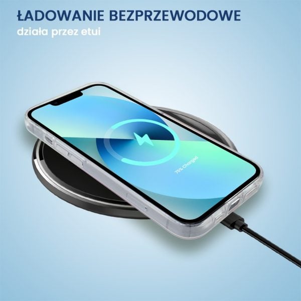 etui do iphone 13 mini, przeźroczyste, niebieskie dmuchawce ze złotym zdobieniem