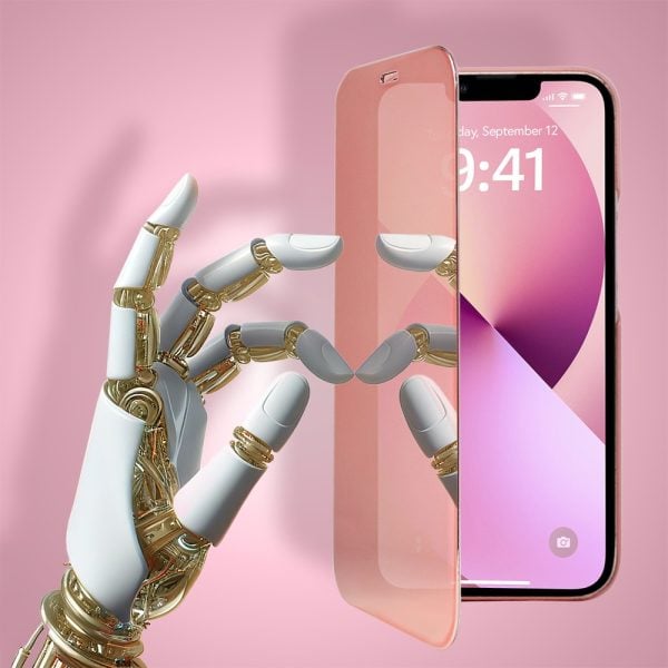 etui do iphone 13 mirror view zamykane typu książka, eleganckie lustrzane, różowe