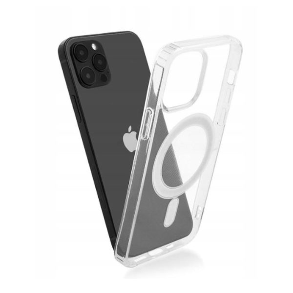 etui do iphone 13 pro max clear case, twardy tył z magsafe, przeźroczyste