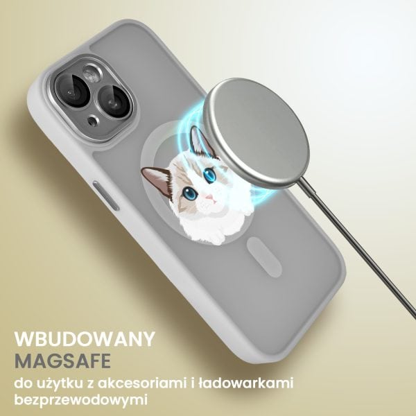 etui do iphone 14 color flush z magsafe, z osłoną aparatu, kot birmański, tytanowe