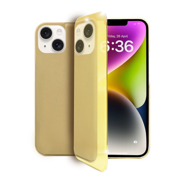 etui do iphone 14 mirror view zamykane typu książka, eleganckie lustrzane, złote