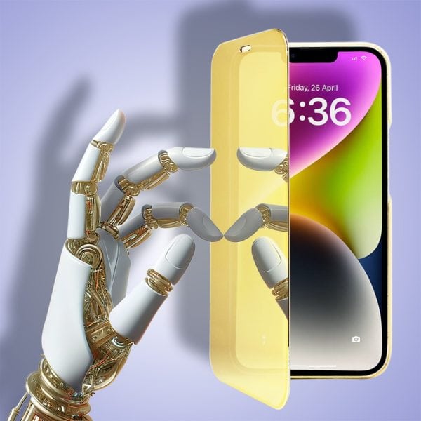 etui do iphone 14 mirror view zamykane typu książka, eleganckie lustrzane, złote