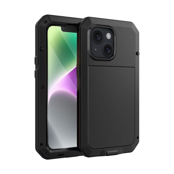 etui do iphone 14 panzer max, metalowa, skręcana, pancerna obudowa przód+tył