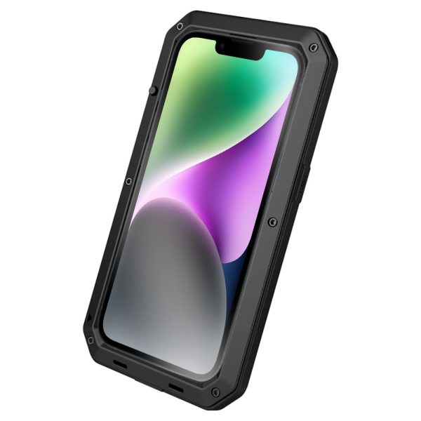 etui do iphone 14 panzer max, metalowa, skręcana, pancerna obudowa przód+tył
