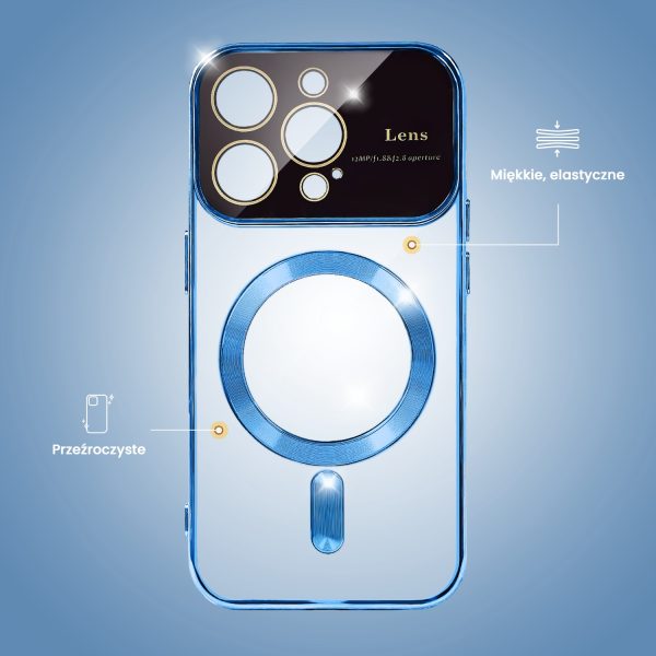 etui do iphone 14 pro max camera beam magsafe, niebieskie