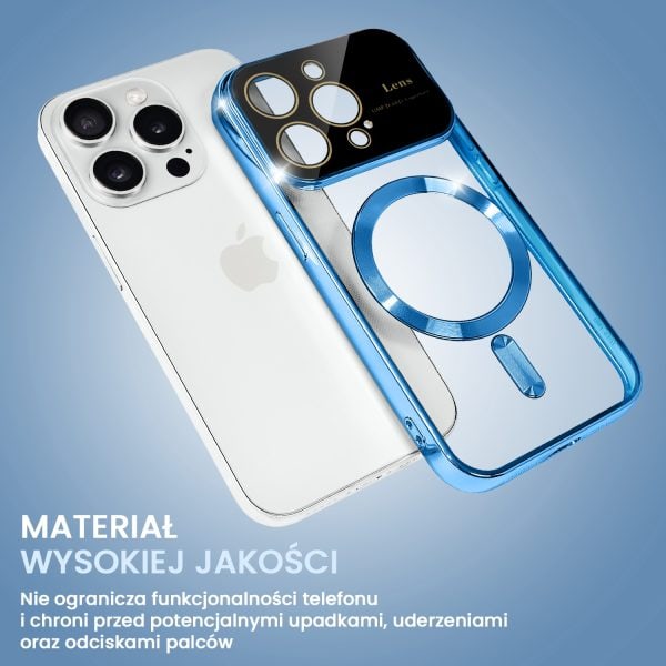 etui do iphone 14 pro max camera beam magsafe, niebieskie