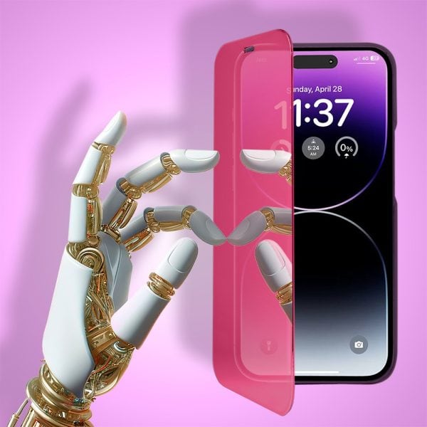 etui do iphone 14 pro max mirror view zamykane typu książka, eleganckie lustrzane, purpurowe