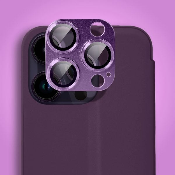 etui do iphone 14 pro max mirror view zamykane typu książka, eleganckie lustrzane, purpurowe