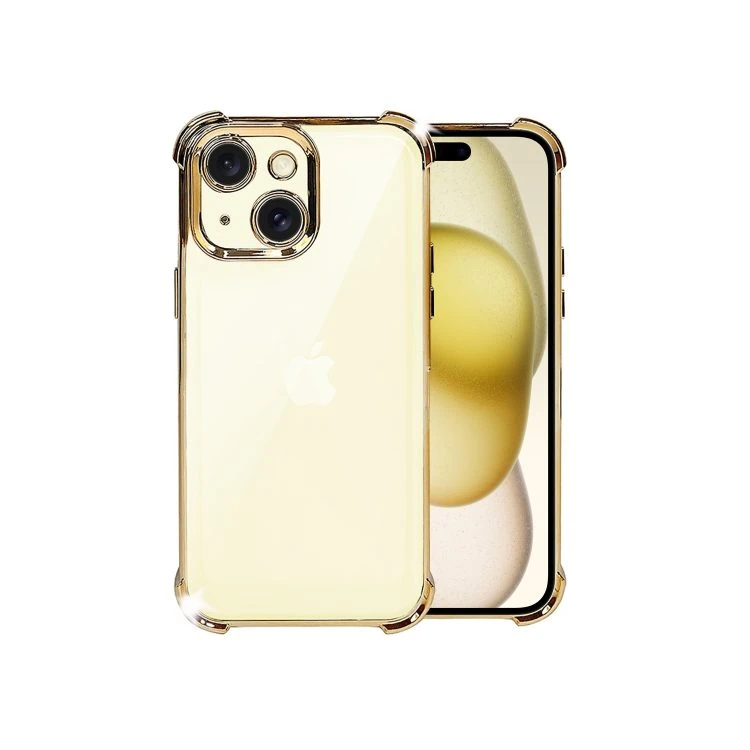 etui do iphone 15 plus hybrid elegance anti shock z osłoną na aparat i poduszkami, złote