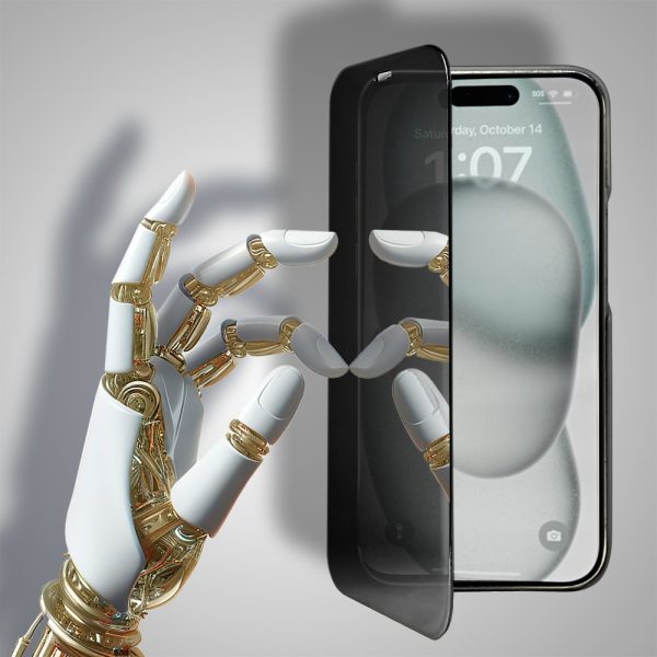 etui do iphone 15 plus mirror view zamykane typu książka, eleganckie lustrzane, czarne