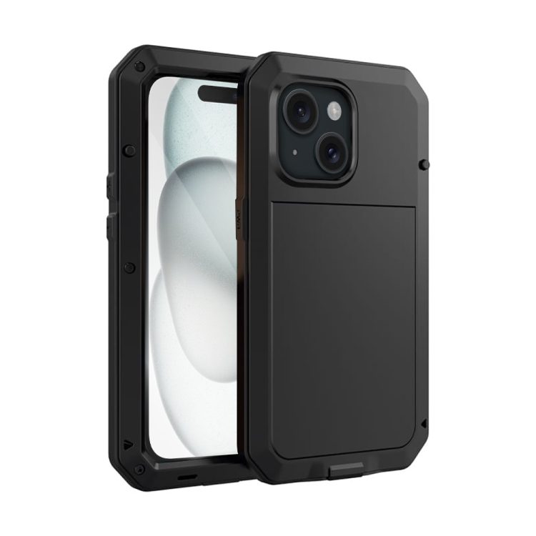 etui do iphone 15 panzer max, metalowa, skręcana, pancerna obudowa przód+tył
