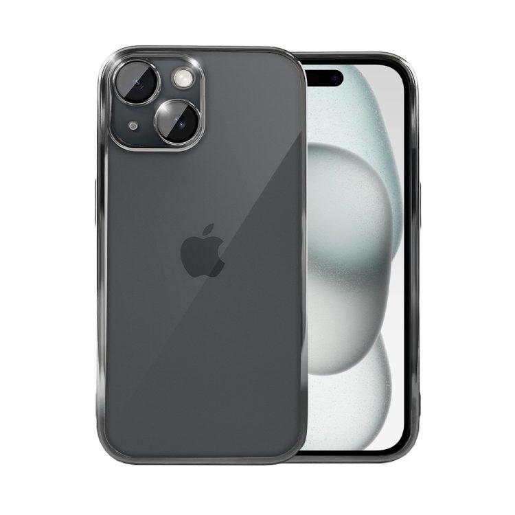 etui do iphone 15 slim protect full cover z osłoną kamery i obiektywów 9h, czarne grafitowe