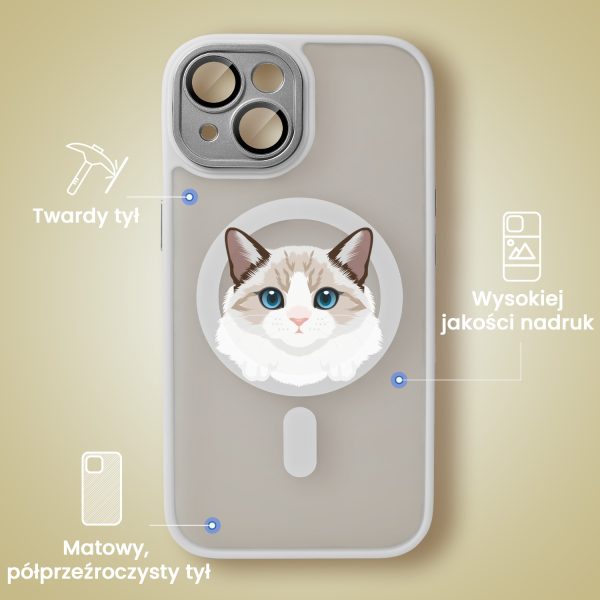 etui do iphone 15 color flush z magsafe, z osłoną aparatu, kot birmański, tytanowe