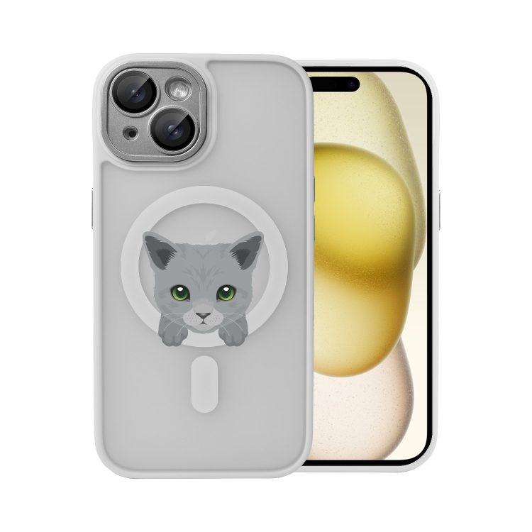 etui do iphone 15 color flush z magsafe, z osłoną aparatu, kot brytyjski, tytanowe