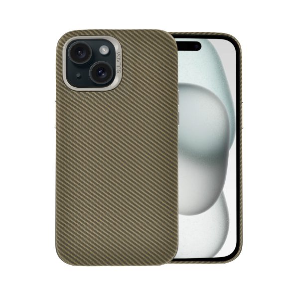 etui do iphone 15, magsafe carbon skin, cienkie, karbonowe, sulada original, brązowe