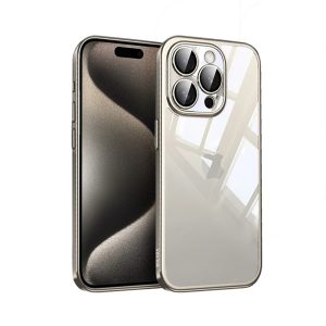 etui do iphone 15 pro max titanium finish, przeźroczyste z ochroną aparatu, sulada original, tytanowe