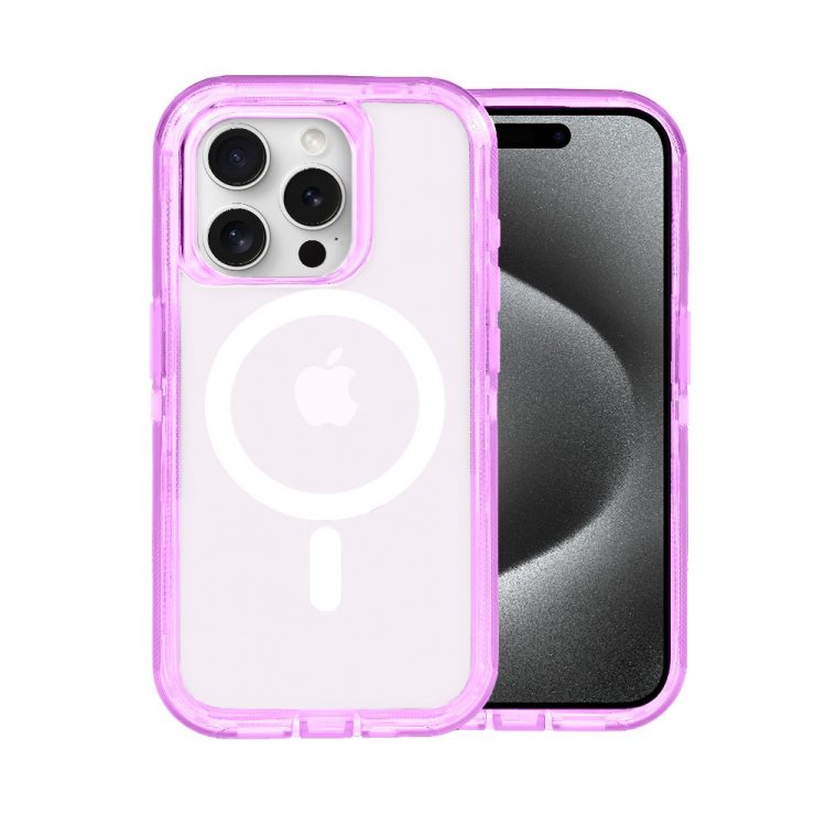 etui do iphone 15 pro max crystal armor magsafe, anti drop pancerne 3w1,fioletowe