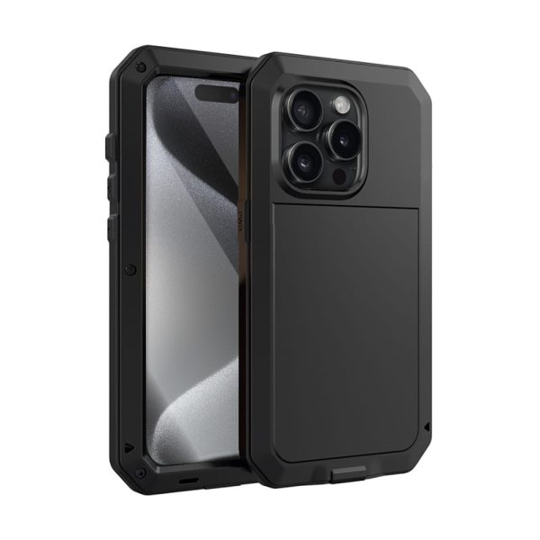 etui do iphone 15 pro panzer max, metalowa, skręcana, pancerna obudowa przód+tył