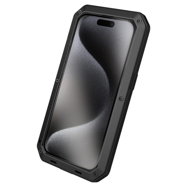 etui do iphone 15 pro panzer max, metalowa, skręcana, pancerna obudowa przód+tył