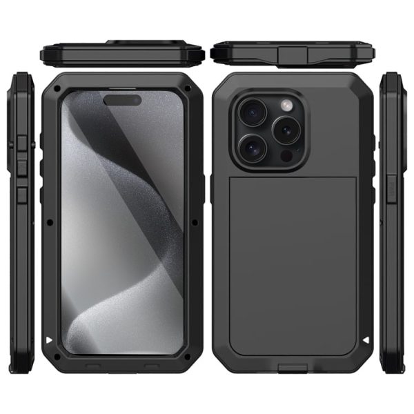 etui do iphone 15 pro panzer max, metalowa, skręcana, pancerna obudowa przód+tył