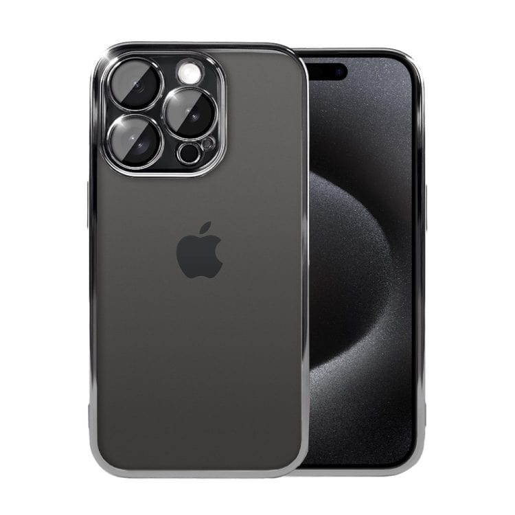 etui do iphone 15 pro slim protect full cover z osłoną kamery i obiektywów 9h, czarne grafitowe