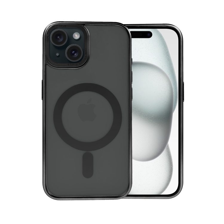 etui do iphone 15 cienkie, silikonowe, wzmocniona ramka, titanium finish, czarne
