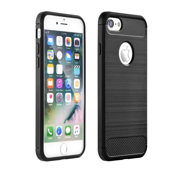 etui do iphone 7plus/8plus gumowe back case carbon, czarne