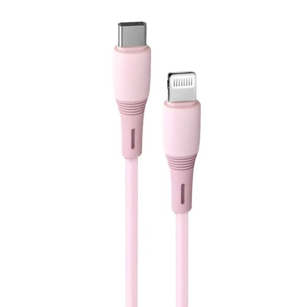 kabel usb typ c lightning, pd60w, szybkie ładowanie, 1 metr, różowy