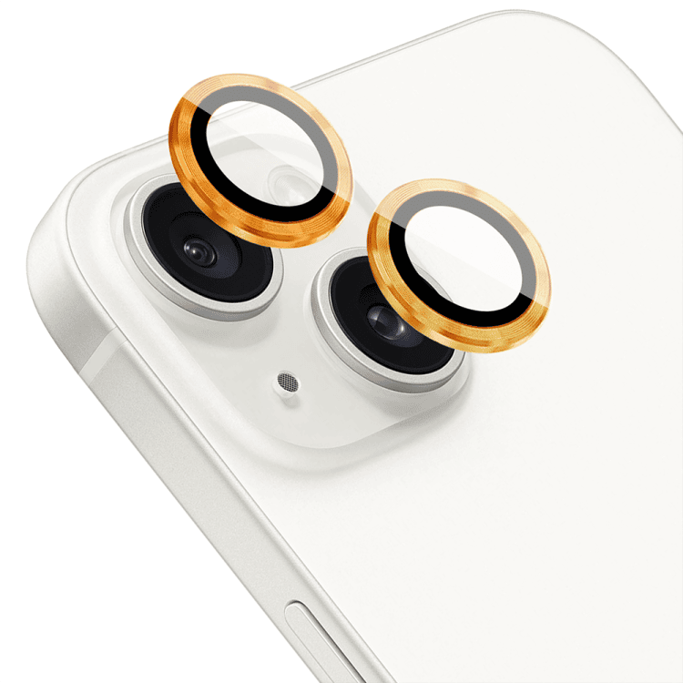 metalowa osłona obiektywów szkło na aparat iphone 14 plus, pomarańczowa