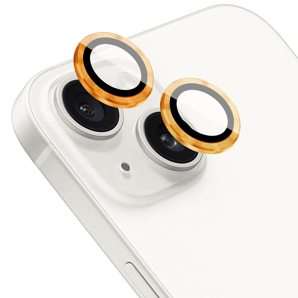 metalowa osłona obiektywów szkło na aparat iphone 14 plus, pomarańczowa