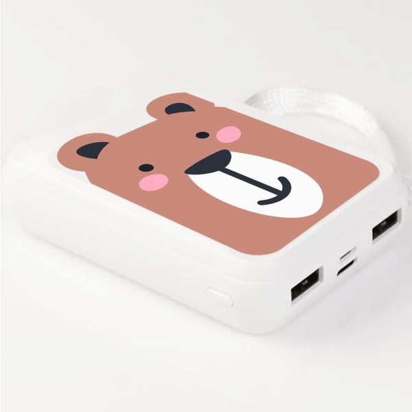 power bank akumulator 8000 mah, (2x usb, micro usb, usb typ c), kwiatki polne, biały (kopia)