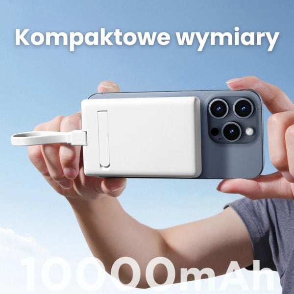 power bank akumulator magsafe do iphone 10000 mah z podstawką, 20w, biały