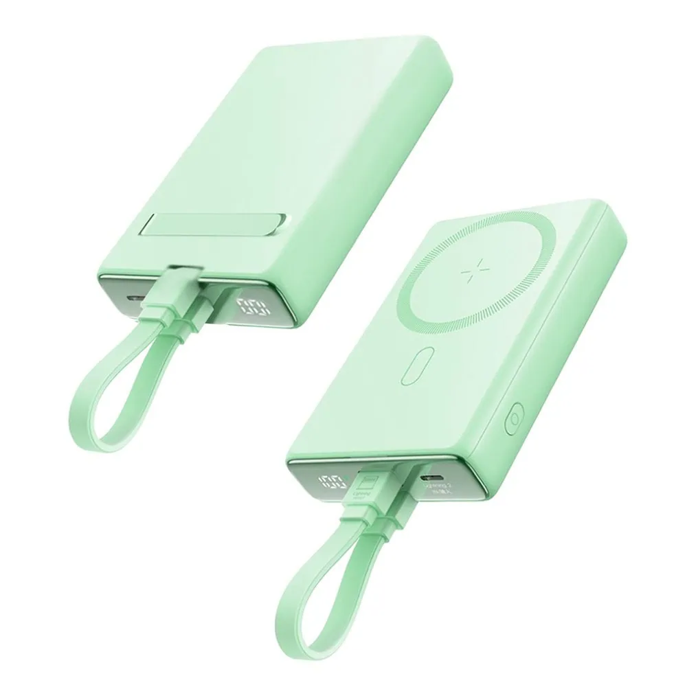 power bank akumulator magsafe do iphone 10000 mah z podstawką, 20w, jasno zielony