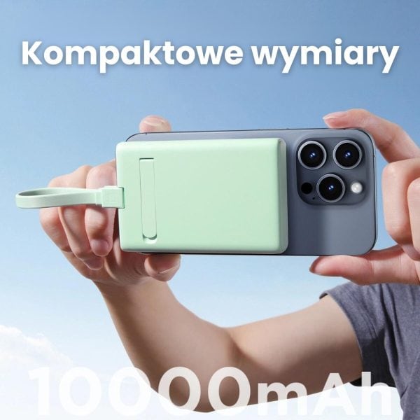 power bank akumulator magsafe do iphone 10000 mah z podstawką, 20w, jasno zielony