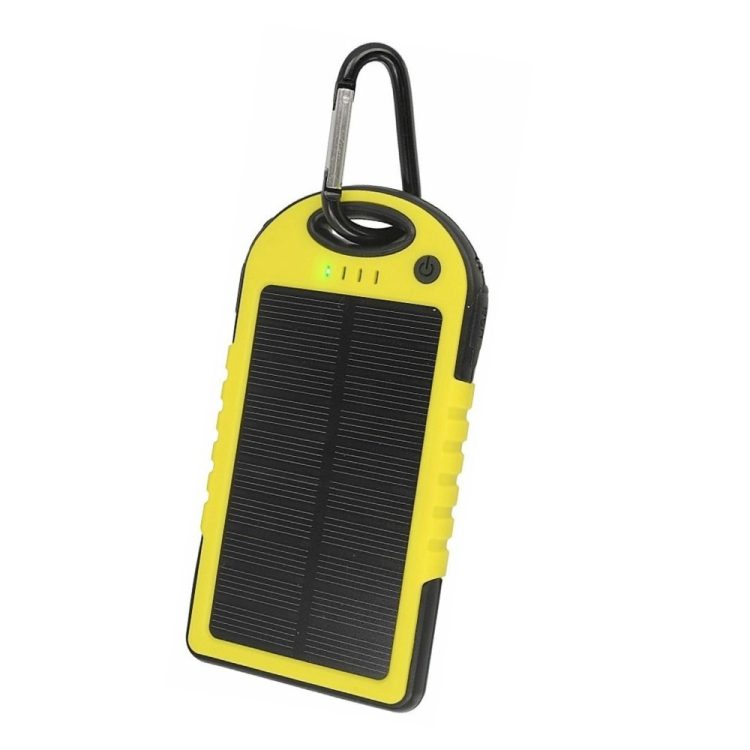 power bank solarny z latarką 5000 mah, (2x usb), żółty