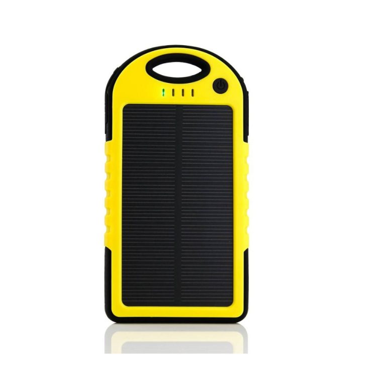Power bank solarny z latarką 5000 mAh, (2x USB), żółty (2) power bank solarny z latarką 5000 mah, (2x usb), żółty