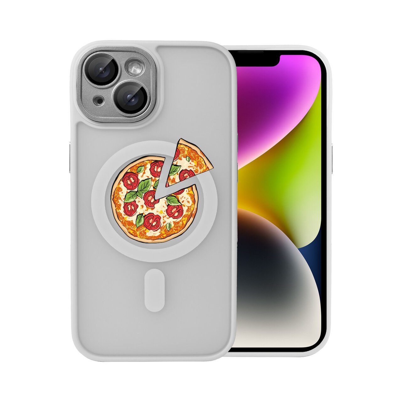 etui do iphone 15 plus color flush z magsafe, z osłoną aparatu, z nadrukiem pizza, tytanowe (kopia)