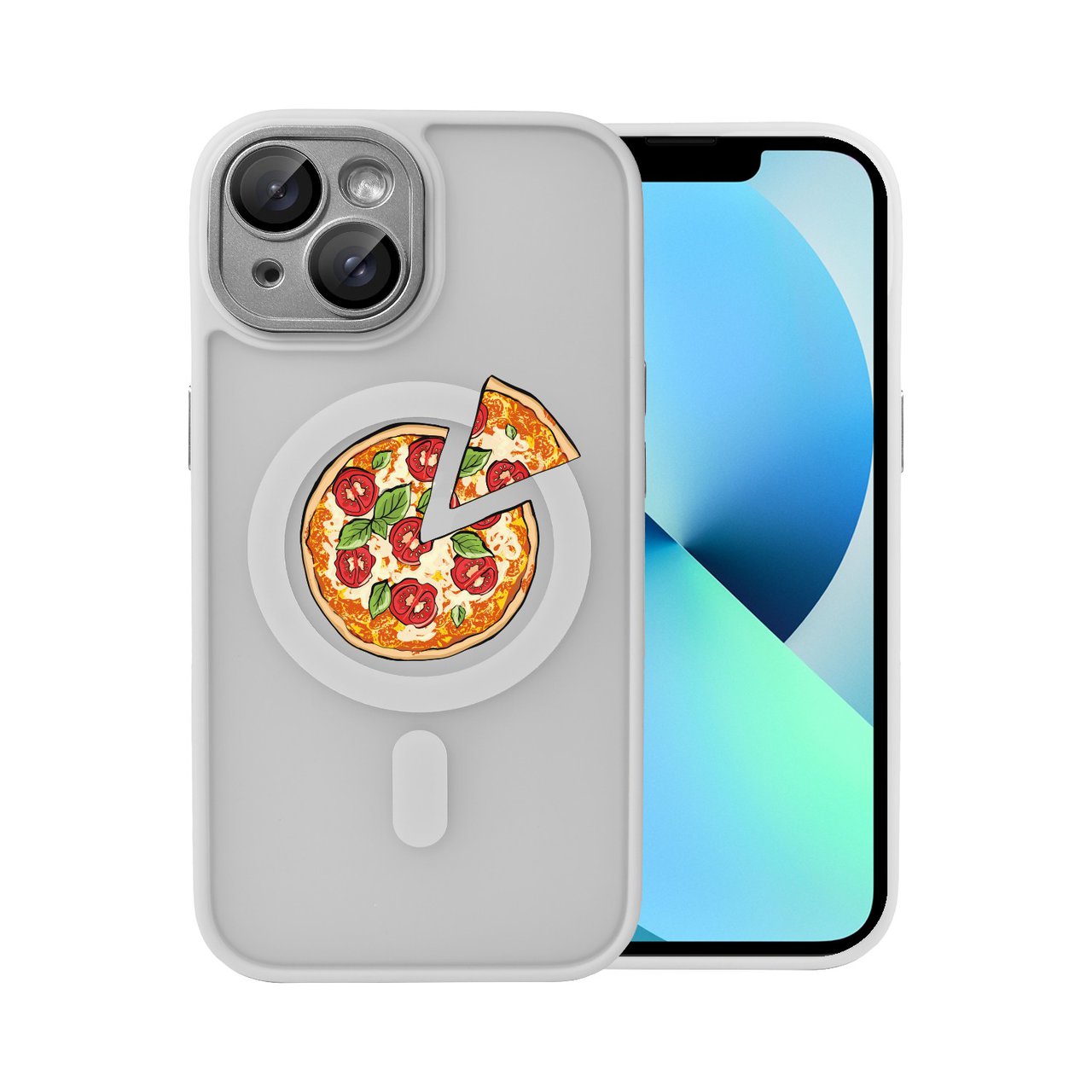 etui do iphone 14 color flush z magsafe, z osłoną aparatu, z nadrukiem pizza, tytanowe (kopia)