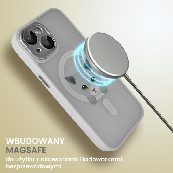 etui do iphone 14 color flush z magsafe, z osłoną aparatu, kot brytyjski, tytanowe