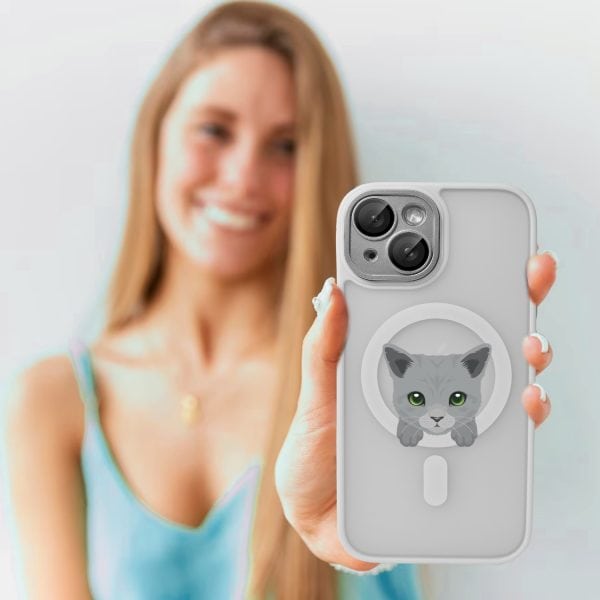 etui do iphone 14 color flush z magsafe, z osłoną aparatu, kot brytyjski, tytanowe