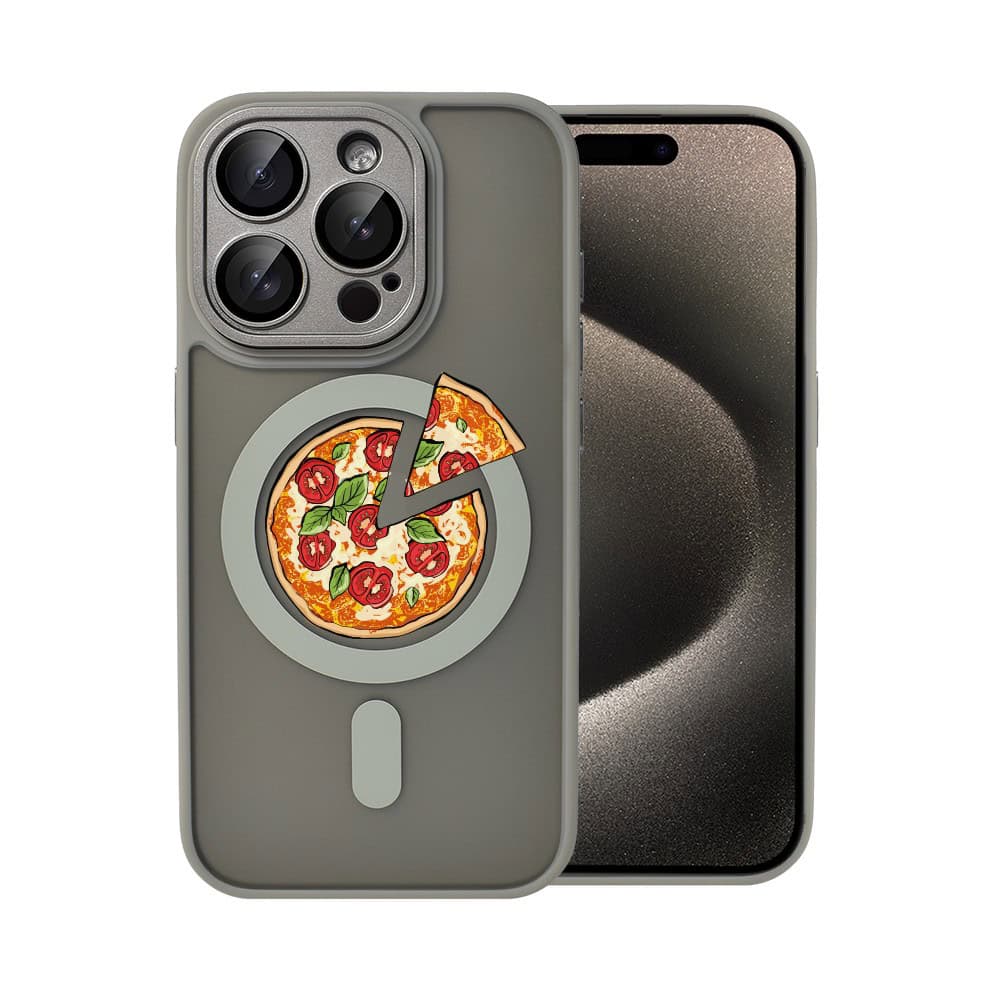 etui do iphone 15 pro color flush z magsafe, z osłoną aparatu, z nadrukiem pizza, czarne (kopia)