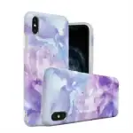 Etui do iPhone XS Max eleganckie fioletowo-niebieskie niebo ze złotym uchwytem
