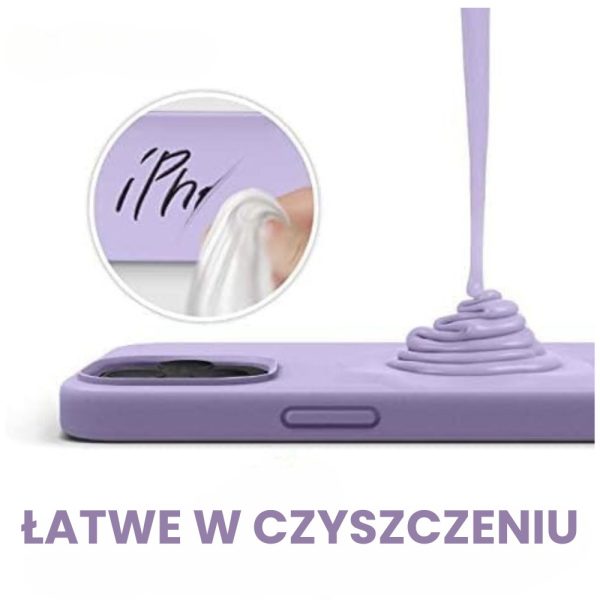 etui do iphone 12 pro silikonowe z mikrofibrą soft touch, liliowe