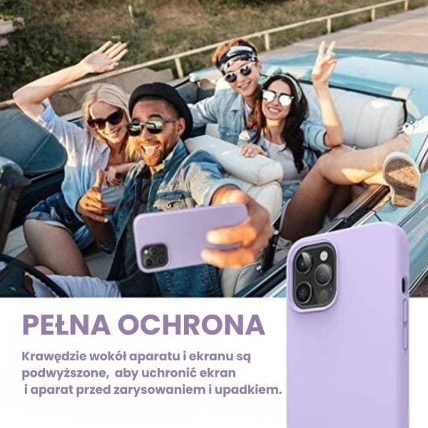 etui do iphone 12 pro silikonowe z mikrofibrą soft touch, liliowe