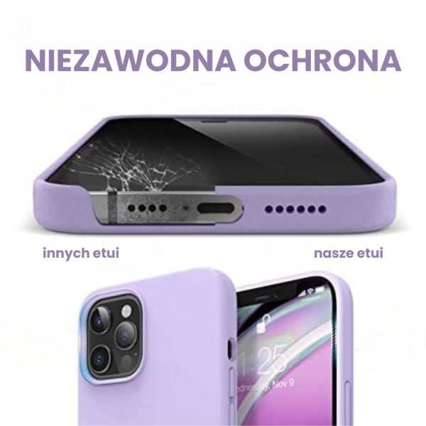 etui do iphone 12 pro silikonowe z mikrofibrą soft touch, liliowe