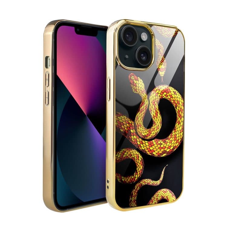 etui do iphone 13, golden glass, szklany tył, kwiaty ze złotem, złote (kopia)